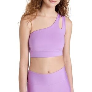 One-Shoulder Lavender Crop Top sports bra